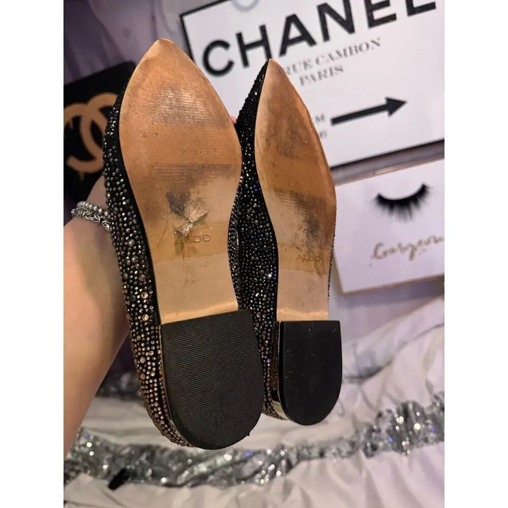 Pointed toe ombre bling rhinestone/diamond/crystal flat/shoe ballerna ballet